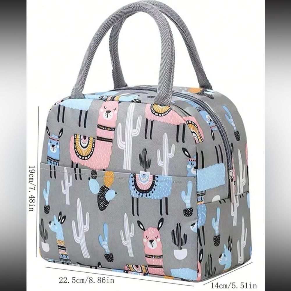 Llama Lunch Bag Insulated Kids Lunchbox Cactus Print NWT